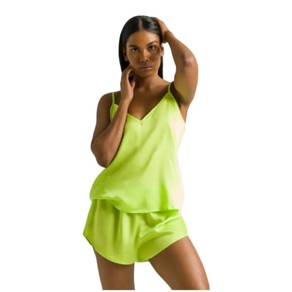 NWT Ettitude Bamboo Silky PJ Set - Women's Lime Green Cami &‎ Shorts, S, L - Picture 1 of 3